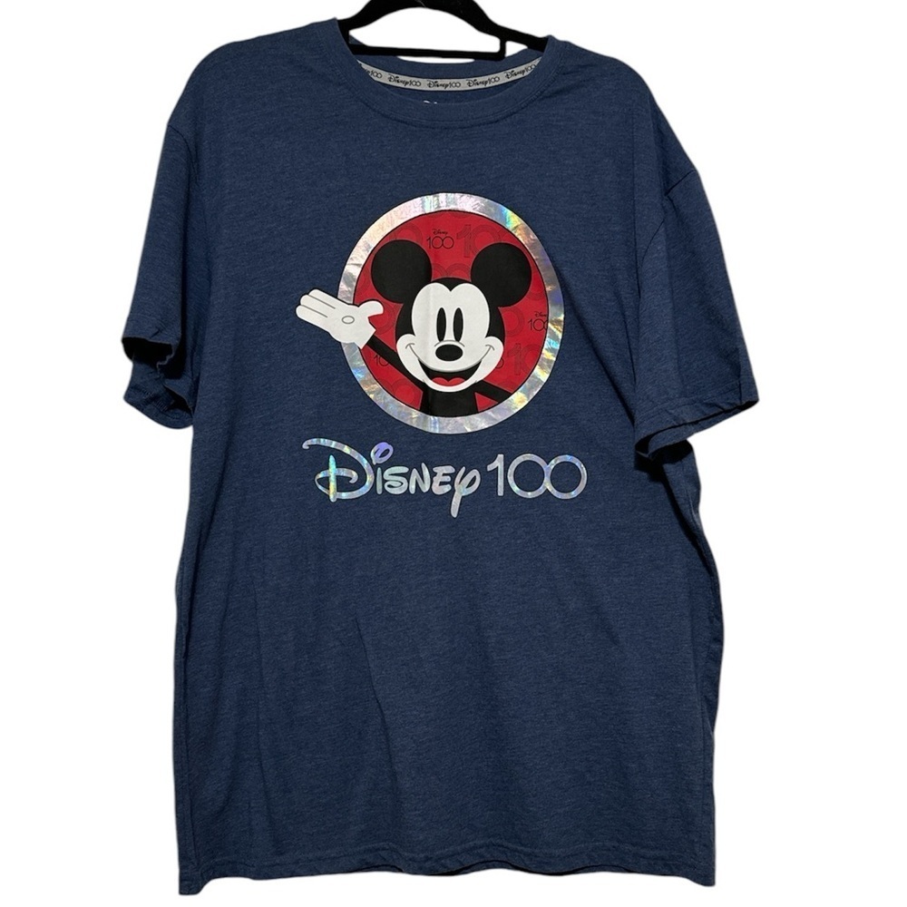 Disney Mickey Mouse Shirt Unisex Size X-Large Blue 2-Sided 100th Anniversary